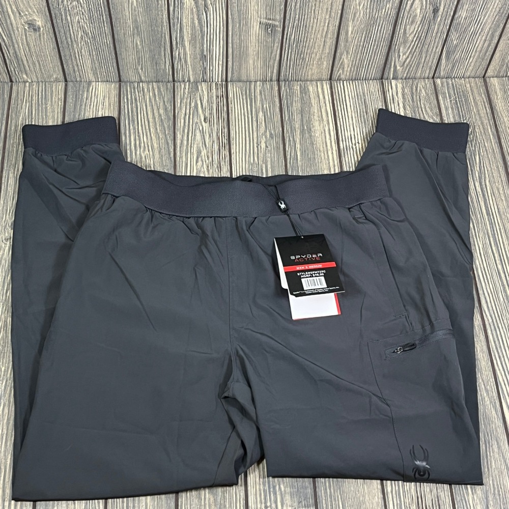Spyder Active Jogger Pants Men Size Medium Grey Stretch Quick Dry SPM729C New